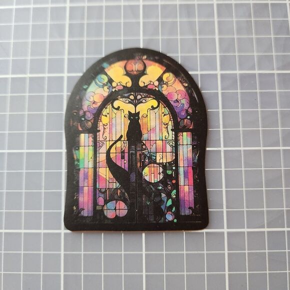 10/$10 Sticker Stained Glass Black Cat Theme - Picture 1 of 3